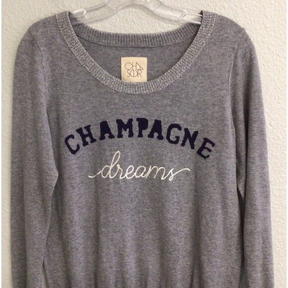 Chaser Champagne Dreams Sweater Gray Women’s Size Small Cashmere Blend - Picture 3 of 10